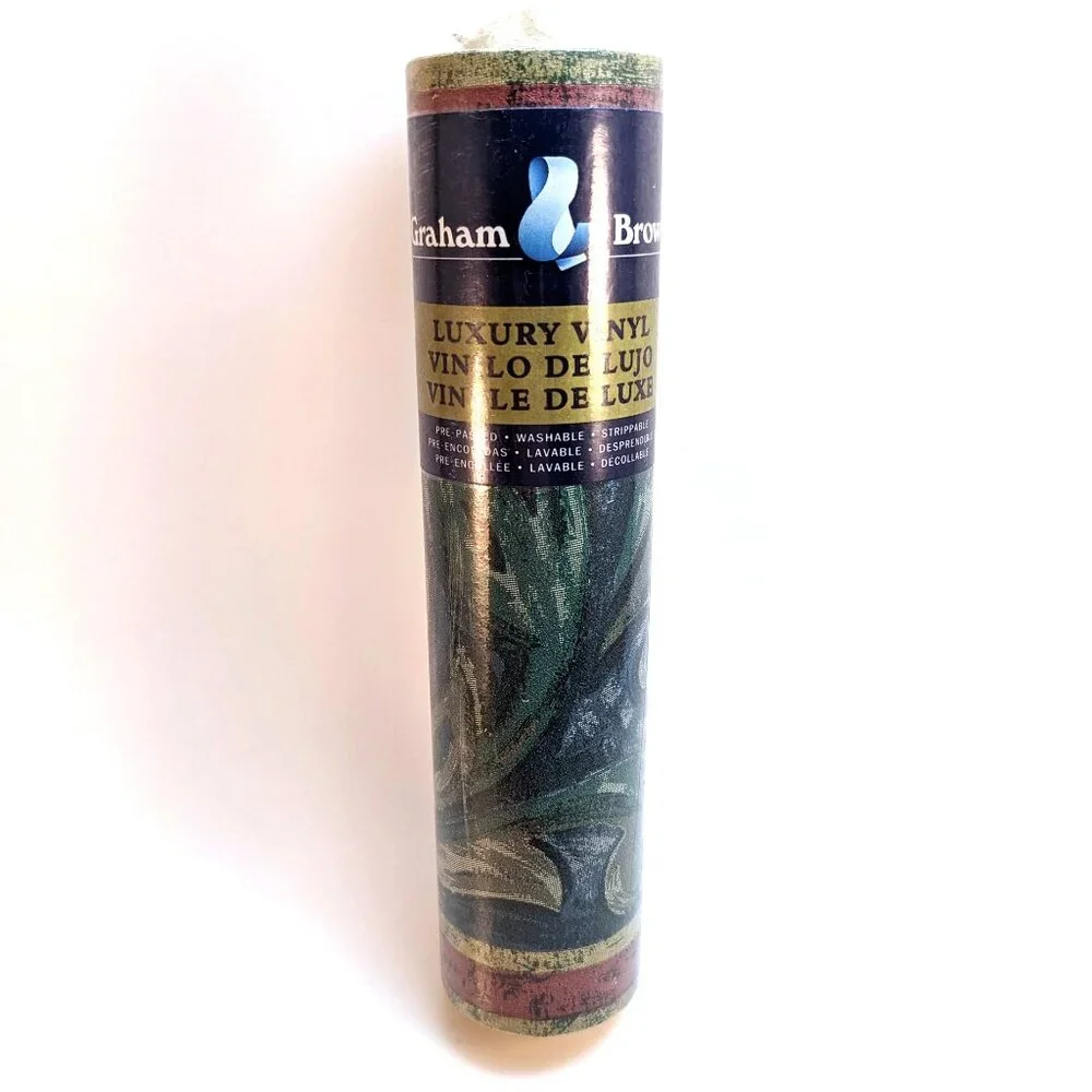 Vintage Leaf Scroll Wall Border Luxury Vinyl Wallpaper Jewel Tone Floral 16.5 ft